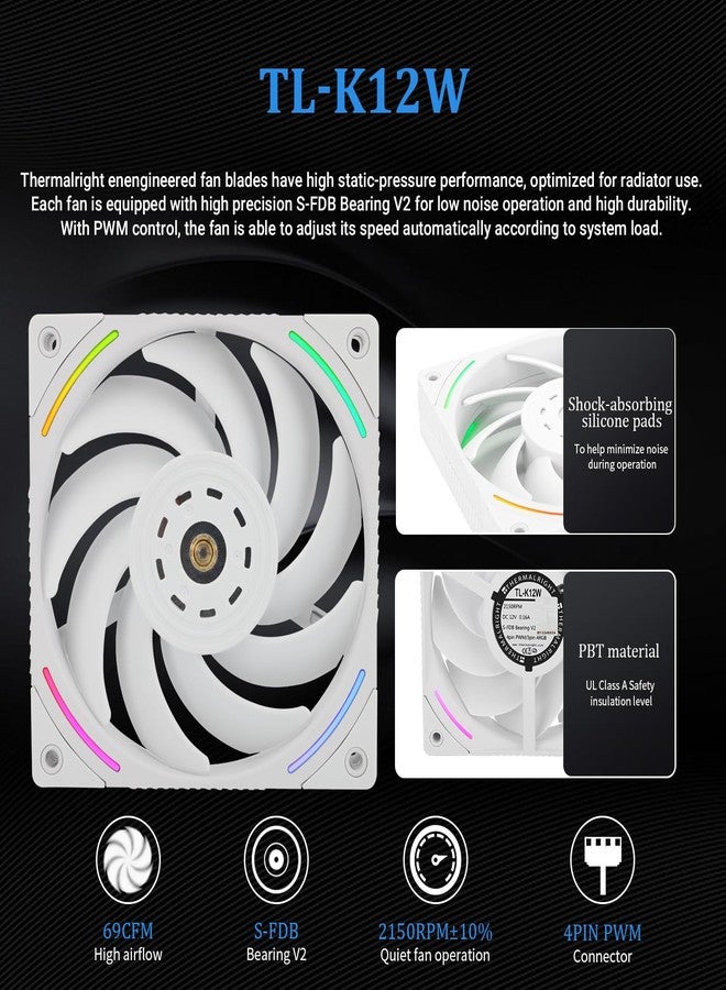 ثيرمالرايت مبرد المعالج Thermalright Elite Vision 360 ARGB أبيض، شاشة IPS LCD بدقة 320 × 320، متوافق مع معالجات AM5 و Intel 1700/1851، تبريد مائي عالي الأداء مع شاشة عرض بلورية سائلة قابلة للإزالة مقاس 2.73 بوصة - Image 5